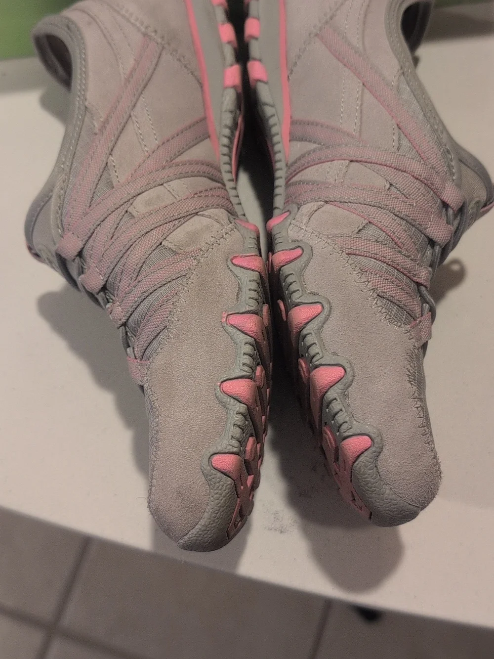 Skechers Women's Slip-On Sneakers in Gray and Pink - Picture 2 of 8